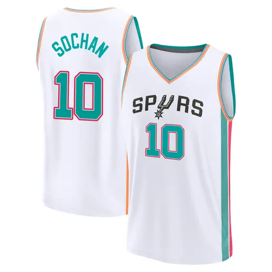 San Antonio Spurs Jeremy Sochan 10 2022-23 Association Edition White Men  Jersey Swingman - Bluefink